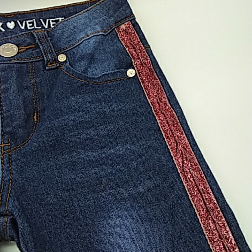 Pink Velvet girls jeans pink sparkle 6X - Picture 4 of 8